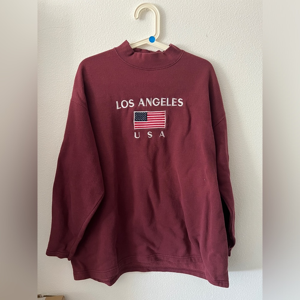 Maroon Heavyweight Los Angeles Long sleeve Crewneck. Size XL